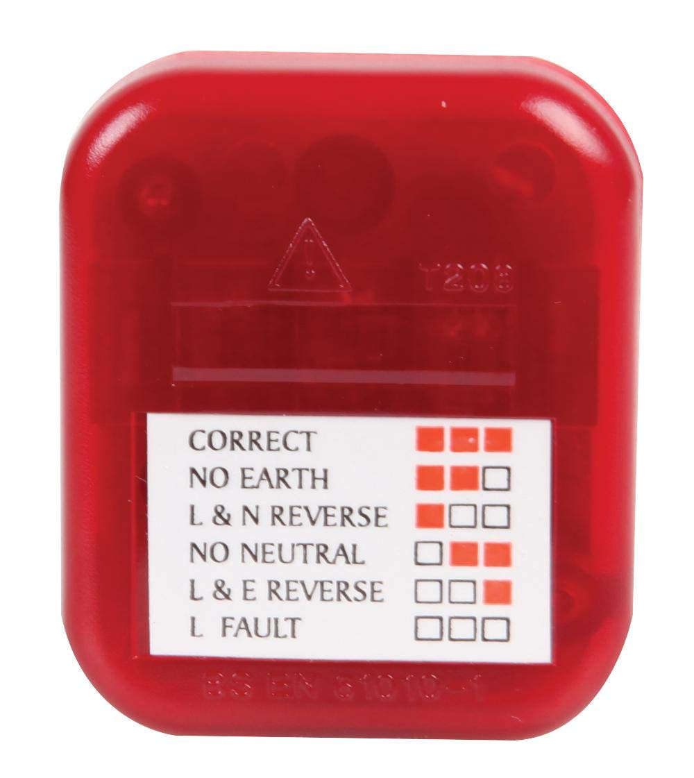 PRO ELEC PELB1643 UK Mains Socket Tester ,Red, 13A, 250V 3-Pin