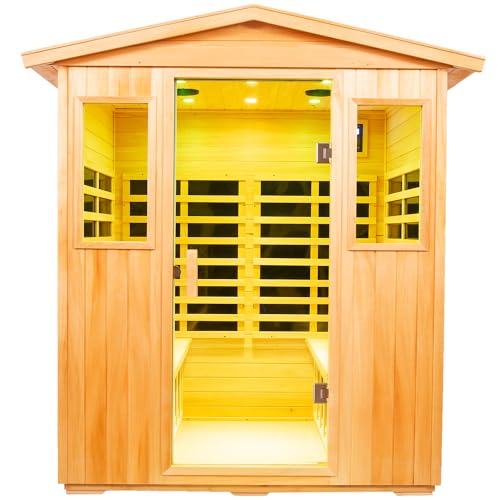 LTCCDSS 4 Person Outdoor Sauna, Far Infrared Sauna for Home, Basswood