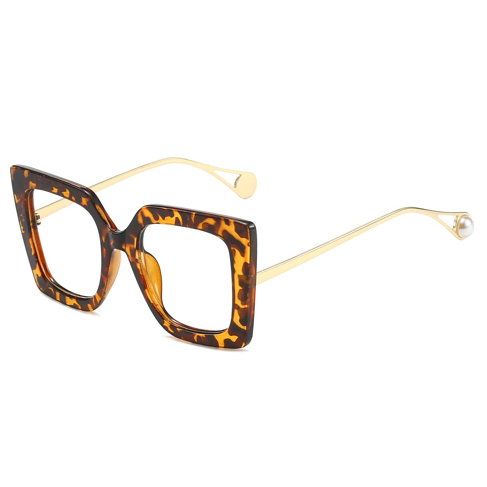 LJCZKA Blue Light Blocking Glasses Square for Women, Oversized Square Computer Glasses Metal Temple, Anti-Glare, Eye Strain & Headache — image 1