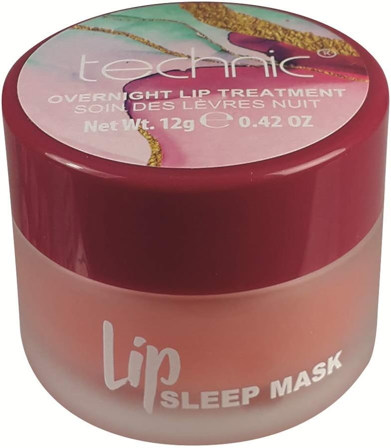Technic Overnight Lip Sleep Mask Hydrate Aloe Vera Vegan Vitamin E Strawberry