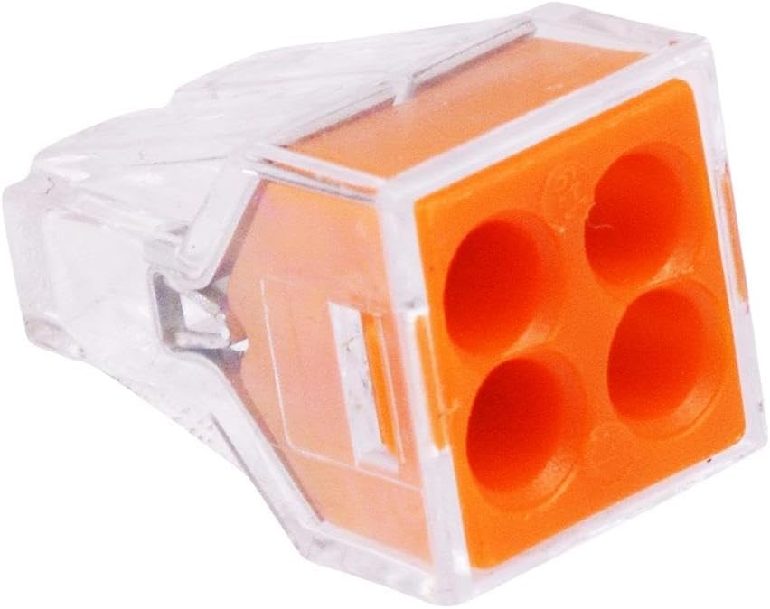 Wago 773-104 Orange 4-Way Push Connectors 2.5mm 24A 400V Pack 25