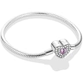 MULA 925 Sterling Silver Snake Chain Charm Bracelet Butterfly Sunflower Heart with 5A Cubic Zirconia Bracelets for Women