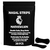 MATHEWLION Nasal Strips Anti-Snoring – Breathing Improvement, Nasal Opening, Congestion Relief, Strong Adhesive – Sport & Night Use – 30 PCS