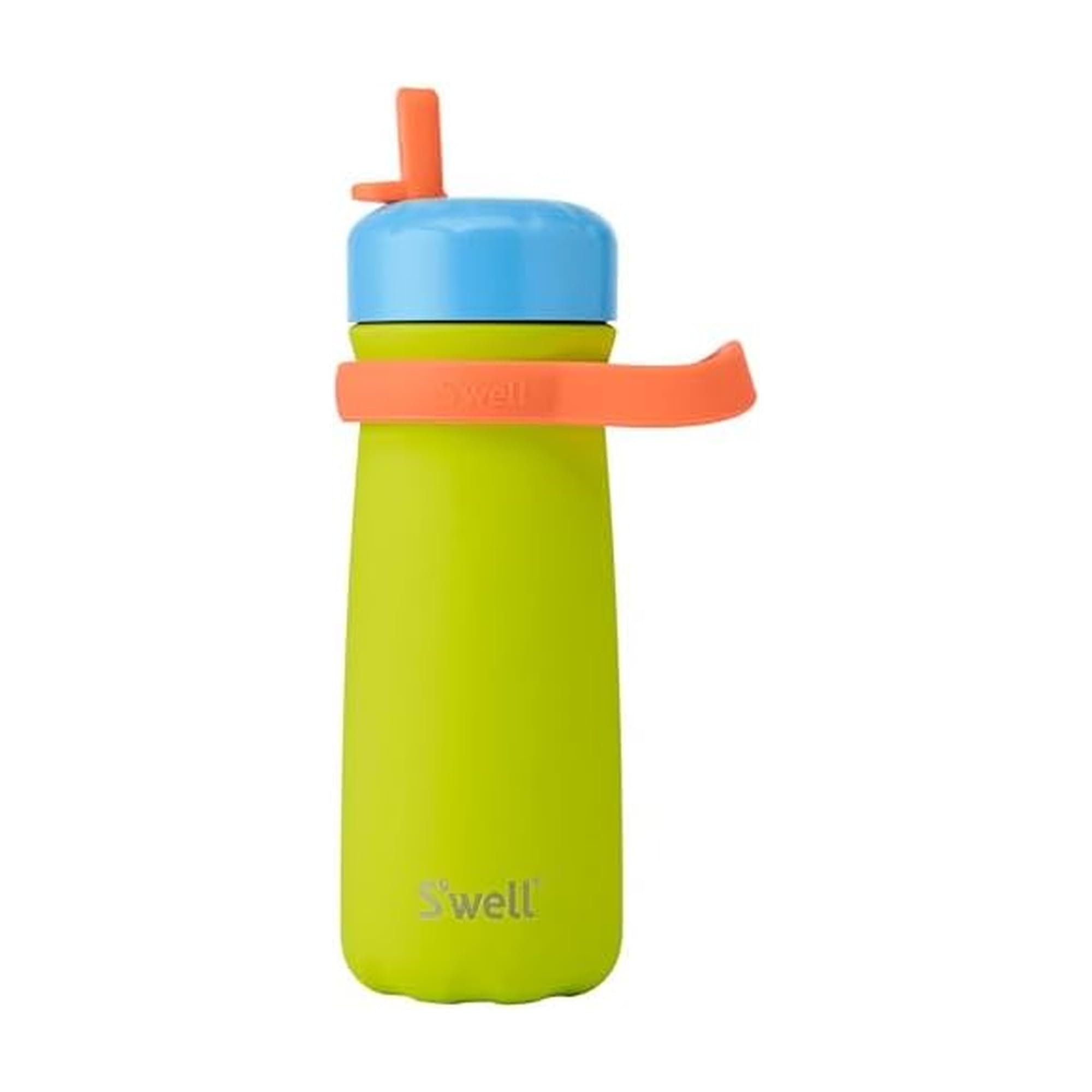 S’well Stainless Steel Kids Traveler with Flip Straw Lid, 16oz, Lime Sherbet, Triple Layered Vacuum Insulated Containers Keeps Drinks Cold for 24 Hours, BPA Free, Easy Carrying On the Go