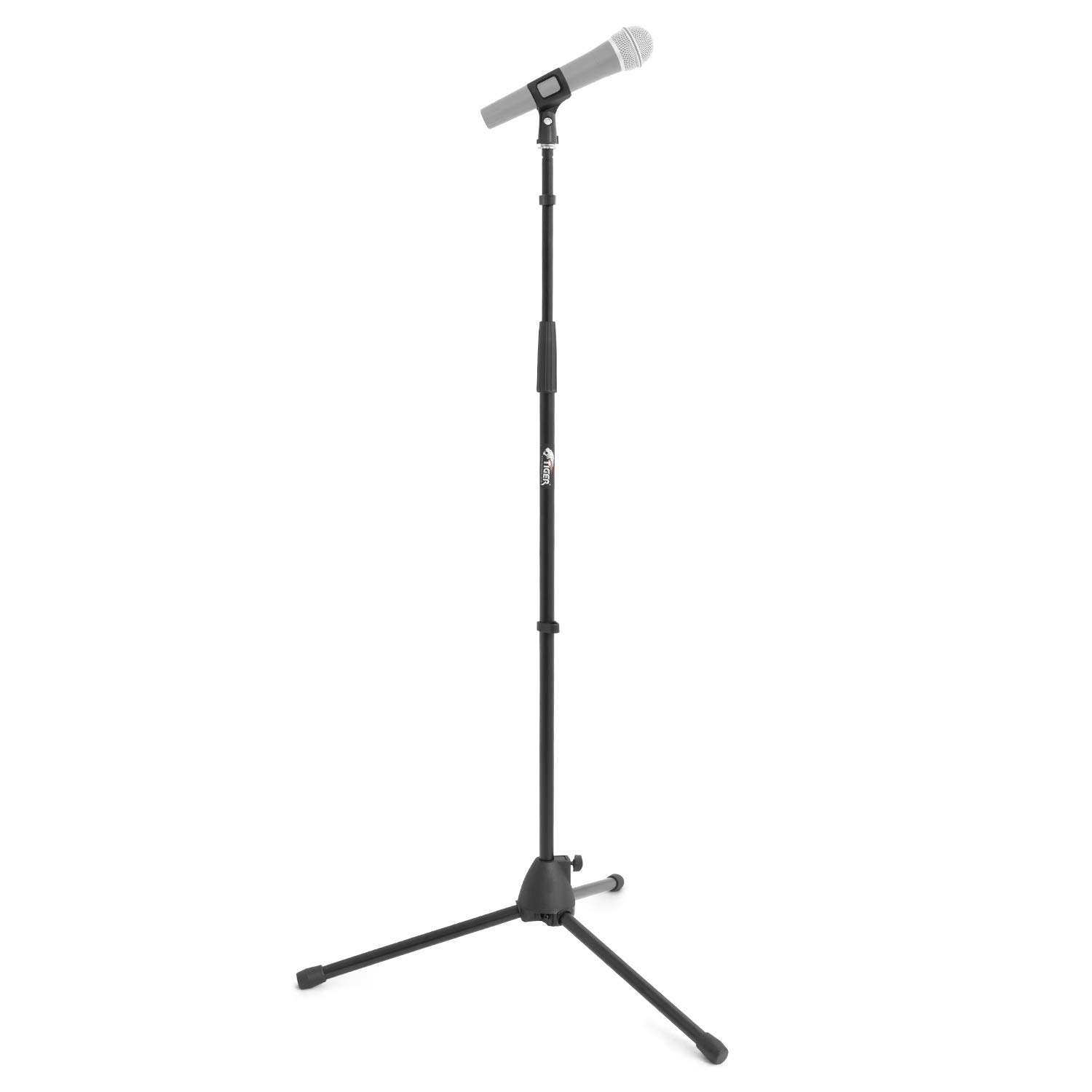 Tiger MCA21-BK Straight Microphone Stand with Tripod Base - Adjustable Mic Stand - Black