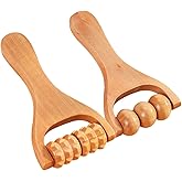 Healifty Wooden Massage Roller Tool for Neck Shoulder Back and Feet - Compact Handheld Deep Tissue Foot Massager for Muscle Relaxation and Pain Relief