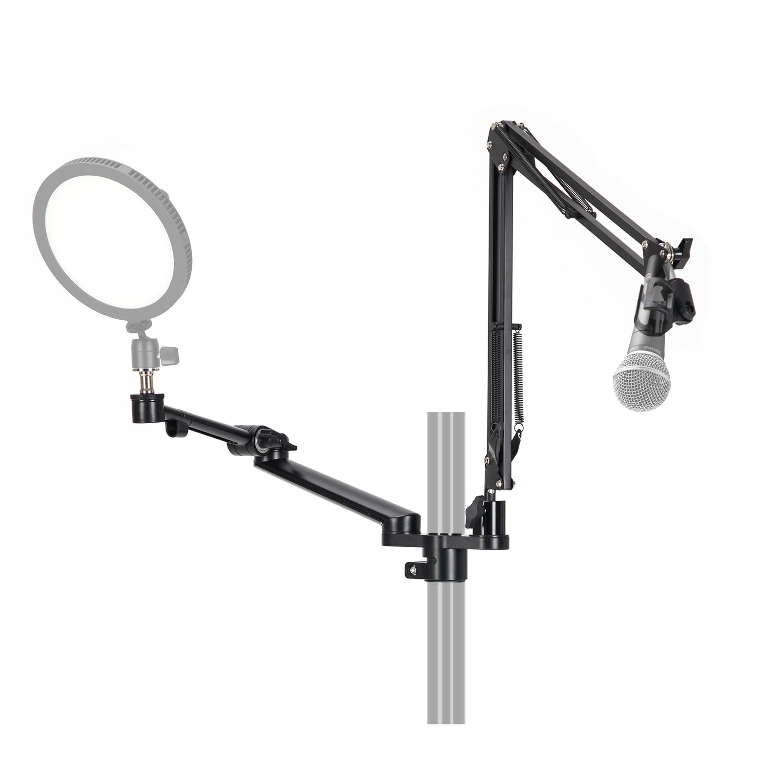Photo 1 of TARION Modular Desktop Arm Set - 18"/45 cm Adjustable Stand with Spigot Mount for COB Lights + 29.4"/75 cm (Max) Mic Boom Stand for Microphone Compatible with 35 mm Rods - Titanrig Arm Y