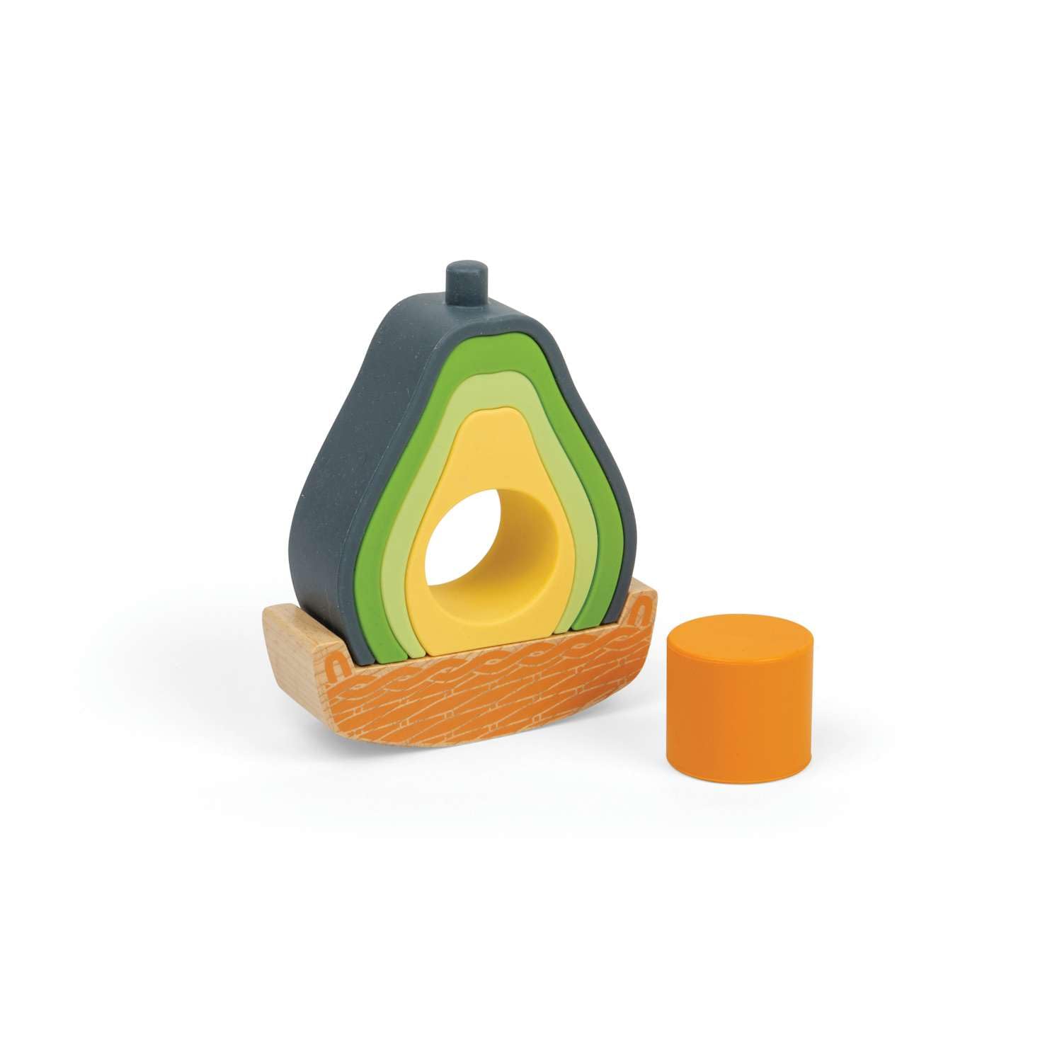 Bigjigs Toys Rocking Avocado - 6 Piece Silicone Stacking Toy, Avocado Gifts, Sensory Toys, Stacking Rings, Baby Toys 12 Months, Sustainably Made