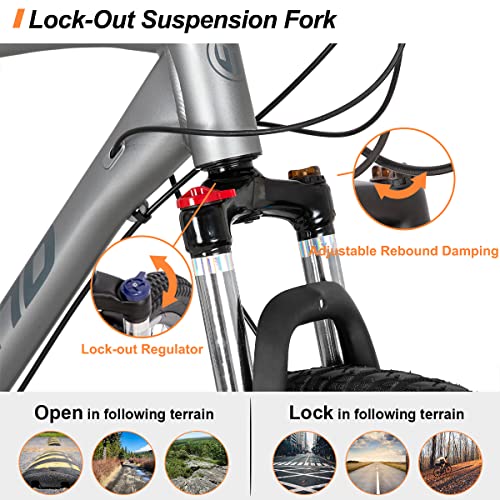 Hiland 700C Hybrid Bicycle Aluminum Shimano 24 Speeds with Suspension