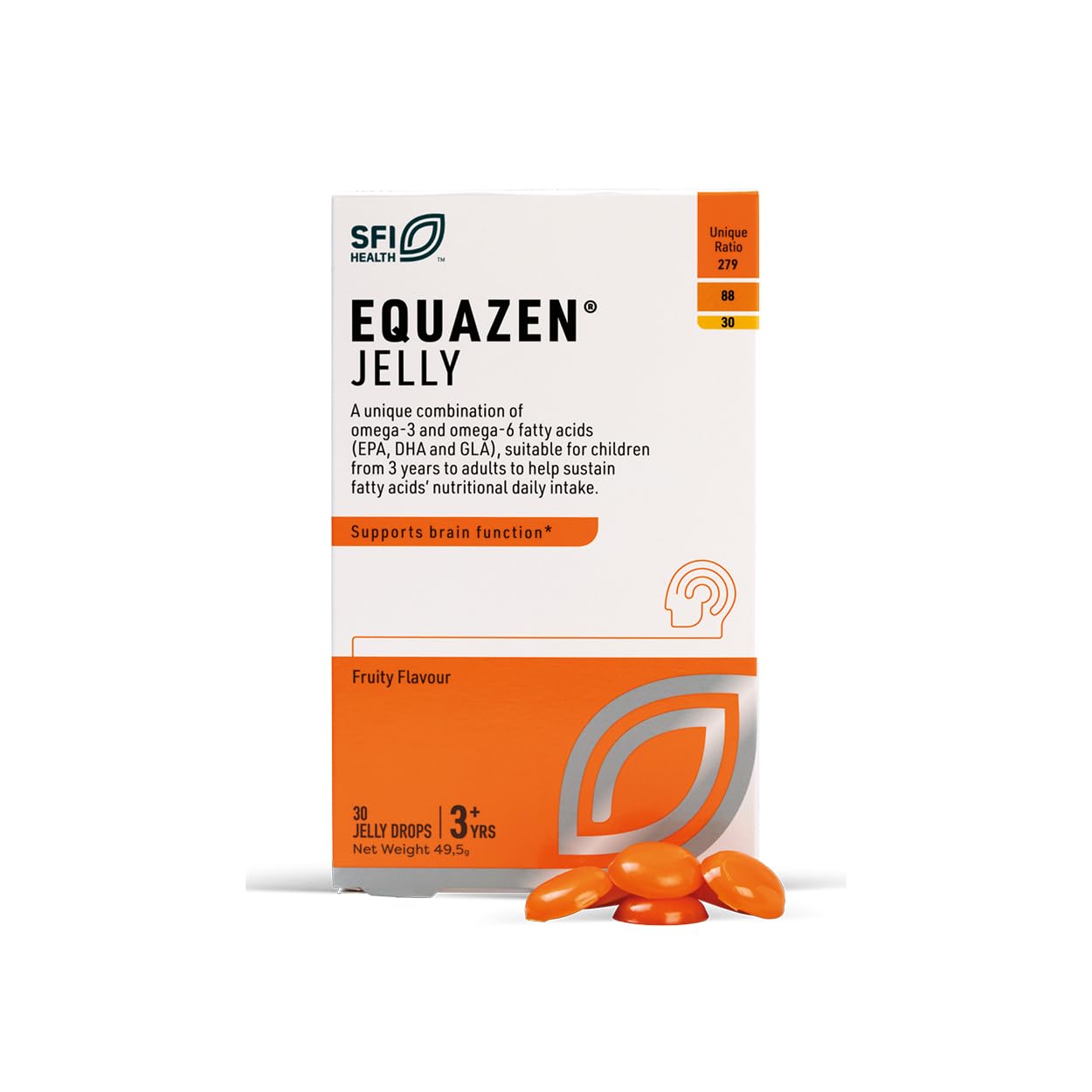 Equazen® Omega 3 & 6 Jelly for Kids, Brain & Cognitive Support, DHA, EPA & GLA, Clinically Researched 9:3:1 Formula, Fruity Flavour, Easy to Swallow, Age 3+, 30 Pack