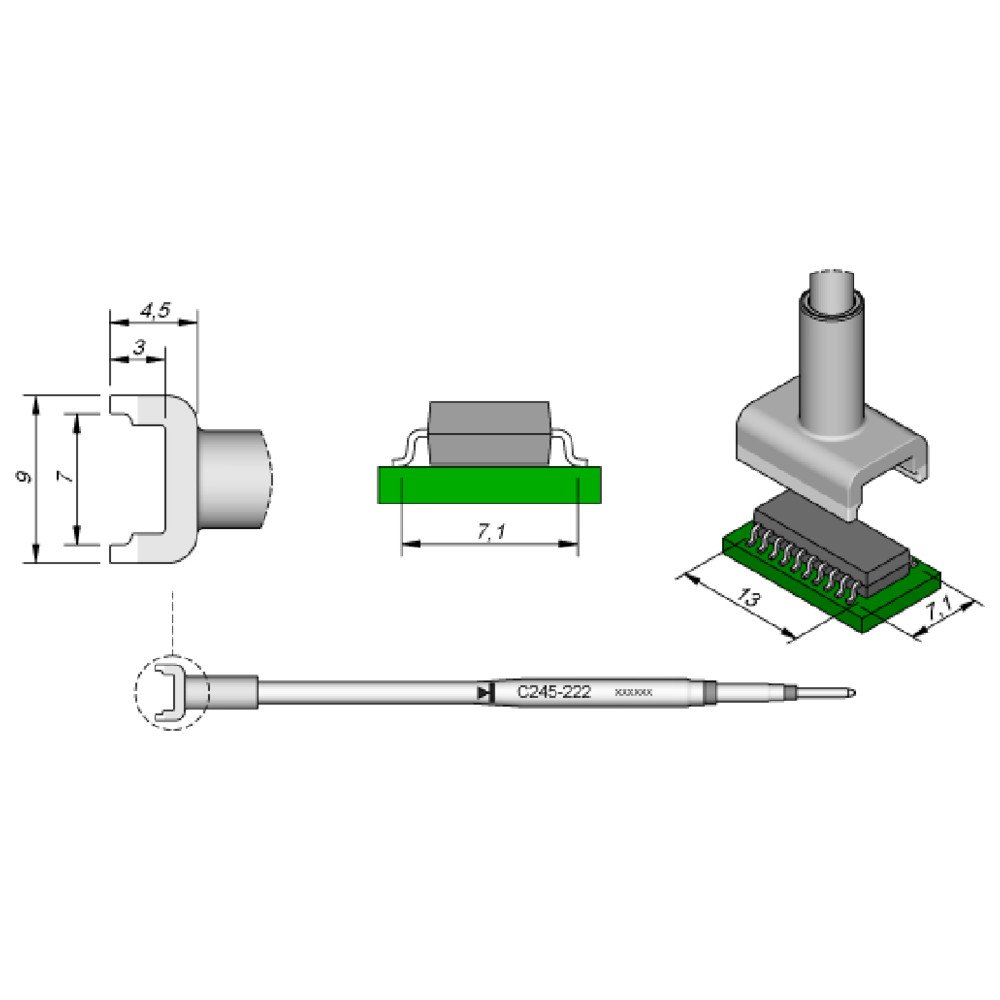 Jbc C245222 SMD Desoldering Tip for T245