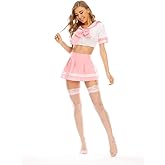 Lockban School Girls Pink Cosplay Sailor Suit Lingerie Set with Socks