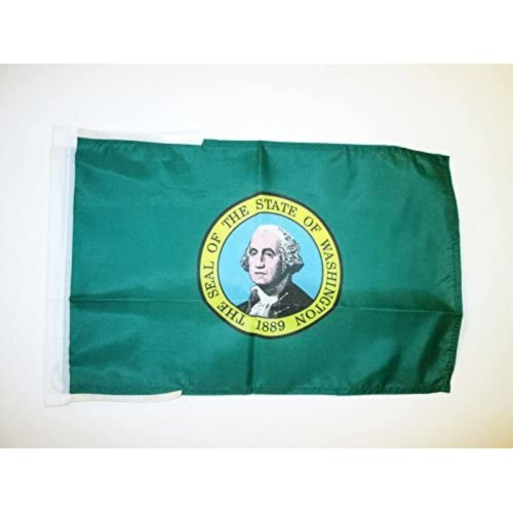 AZ FLAG - Washington Flag - 18'' x 12'' - 100% Polyester US state of Washington Small Banner with Two Cords - Fade Resistant - Vivid Colors - 18x12 in - 45x30 Cm — image 1