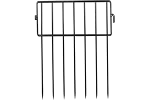 Adavin Black Animal Barrier Fence-10 Pack 12 in(L)X 15 in(H) No Dig Garden Decorative Fence 1.5" gap Rustproof Metal Dig Deterrent Panel Border for Dog Rabbits Ground Stakes Outdoor Patio,Total 10 Ft