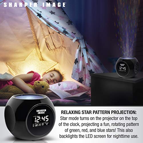SHARPER IMAGE Sound Machine Alarm Clock with Stars Projection, 6 Nature