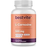 BESTVITE L-Carnosine 500mg per Capsule (120 Capsules) No Fillers - No Stearates - Non GMO - Gluten Free