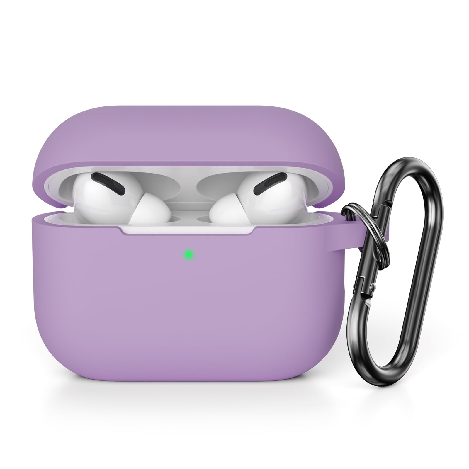 KOKOKA Case Cover Compatible with Airpods Pro 2, Soft Silicone Skin Case Cover Shock-Absorbing Protective Case for Airpods Pro 2nd Generation (2022) with Carabiner, Front LED Visible, Lavender — image 1