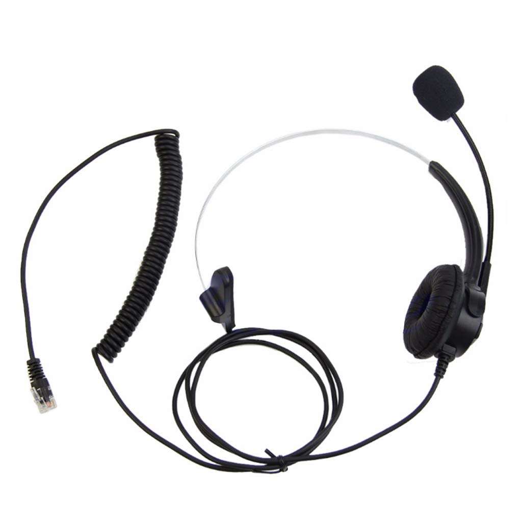 chenpaif Headphone,4-Pin RJ11 Monaural Corded Operator Call Center Telephone Headset Headphone BK