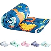 Sivio Weighted Blanket - All-Natural 100% Cotton Weighted Blanket 5 lbs 36 x 48 inches, Washable Breathable Heavy Blanket for Calm Sleeping for Home and School Nap, Blue Dinosaur