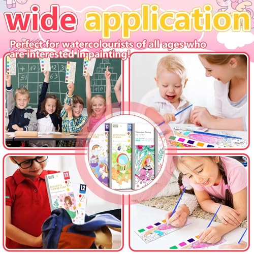 Watercolor Painting Book, 5 Pack Paint with Water Colouring Books, Pocket Watercolor Painting Book for Artist, Beginning, Students(5 Pack)