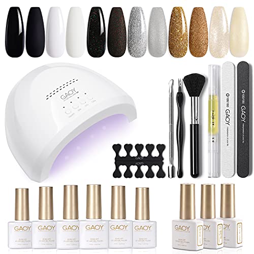 GAOY Gel Nail Polish Kit with UV Light Fast Curing LED Nail Lamp and 6