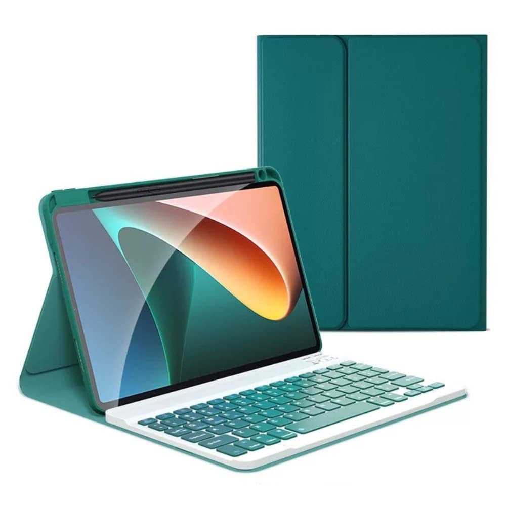 KMXDD Keyboard Case for iPad Air 11 inch M3/M2, Air 5th 4th Generation 10.9", iPad Pro 11 1st/2nd/3rd/4th Generation Case with Wireless Detachable Bluetooth Color Keyboard Cover (Dark Green)