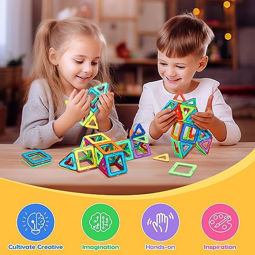 Pincush Magnetic Building Blocks Children, Magnetic Building Blocks Games Girls of 3 4 5 6 7 Years Old Boys and Girls Educational Toys Child Magnets Montessori Gift STEMS