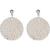 JustMoMoMin Hammered Round Disc Dangle Earrings Polished Circle Drop Earrings for Women Jewelry