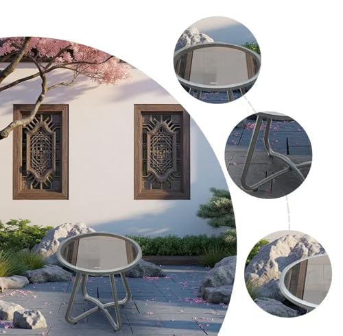 YIYAN 3 Pieces Outdoor Wicker Patio Conversation Bistro Set, All-Weather Rattan Patio Furniture Set with Table & Cushions, Outdoor Sectional Sofa for Patio, Balcony, Backyard, Deck(Light Grey)