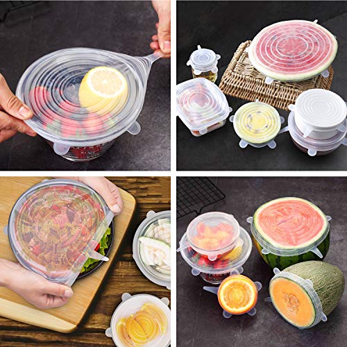 Couvercles en Silicone, Phyles 6 pcs Couvercles Extensibles en Silicone Réutilisable Couvercle Universel/Conservation des aliments, Protection Alimentaire, Convient au Micro-ondes/le four/le frigo
