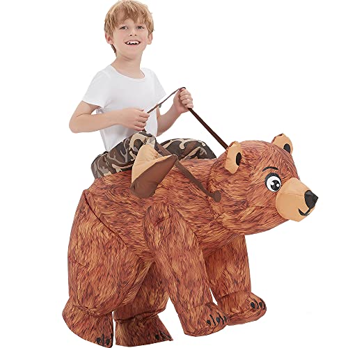 One Casa Bear Inflatable Costumes for Kids Riding Bear Air Blow Up Costume Funny Halloween Costumes for Boys Girls