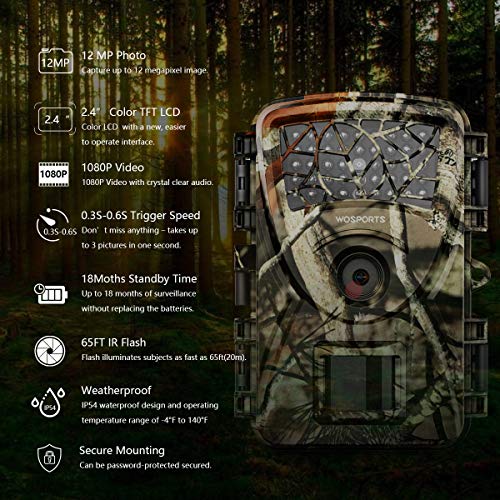 Trail Camera Hunting Game Camera, 2019 Upgraded Motion Activated Night
