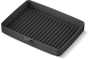 Teranuvo Silicone Oven Tray compatible with BALMUDA The Toaster Oven - safe to use, non toxic, durable, dishwasher safe, heat resistant, silicone liners for air flow and drain oil, non stick (Grey)