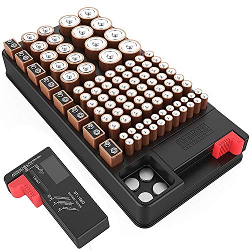 Battery organizer storage case with battery tester for AAA AA C D 9V