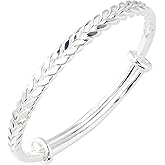 WPPHXY 925 Sterling Silver Bangle Bracelets for Women, Fashion Jewelry Simple Adjustable Silver Bangles Valentine Mothers Day Gift