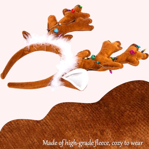FUTUREPLUSX 2PCS Reindeer Antler Headbands, Christmas Reindeer Headband for Adults Kids Reindeer Ears Antler Hairband for Christmas Costume Party