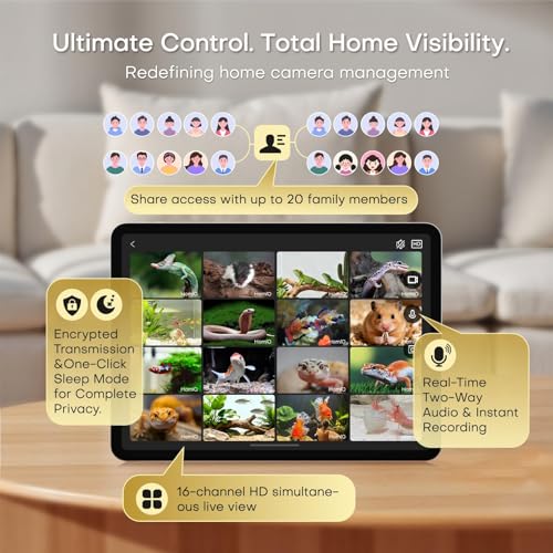 HomiQ 3MP 2K Aquarium & Terrarium Pet Camera.Magnetic Install &Close-Focus Lens for Fish,Lizard, Reptile Pet and Window Bird Feeder,2.4GHz & 5GHz WiFi,Color Night Vision,Auto-focus,24/7 Recording