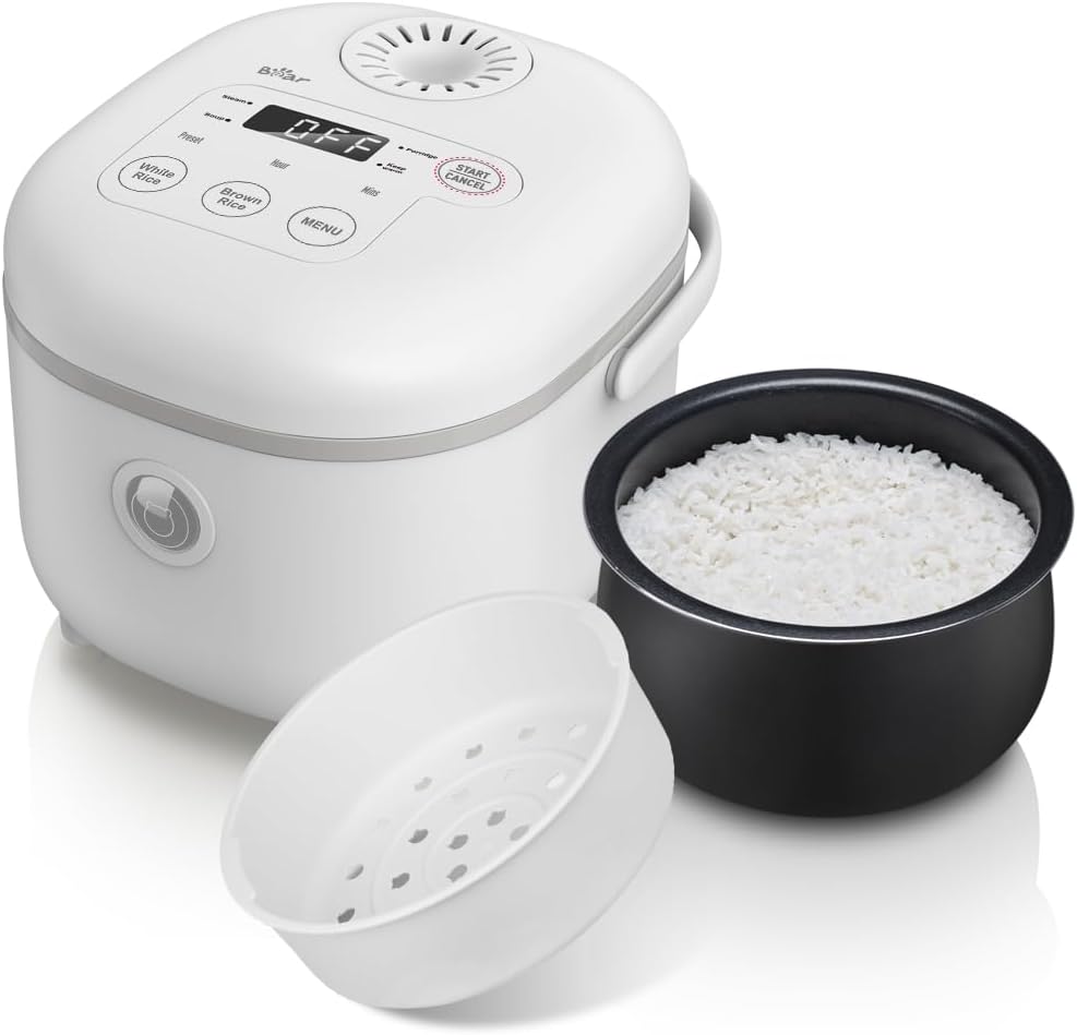 Bar Bear 6 Multifunctional 4 Cups Rice Cooker with Steamer White