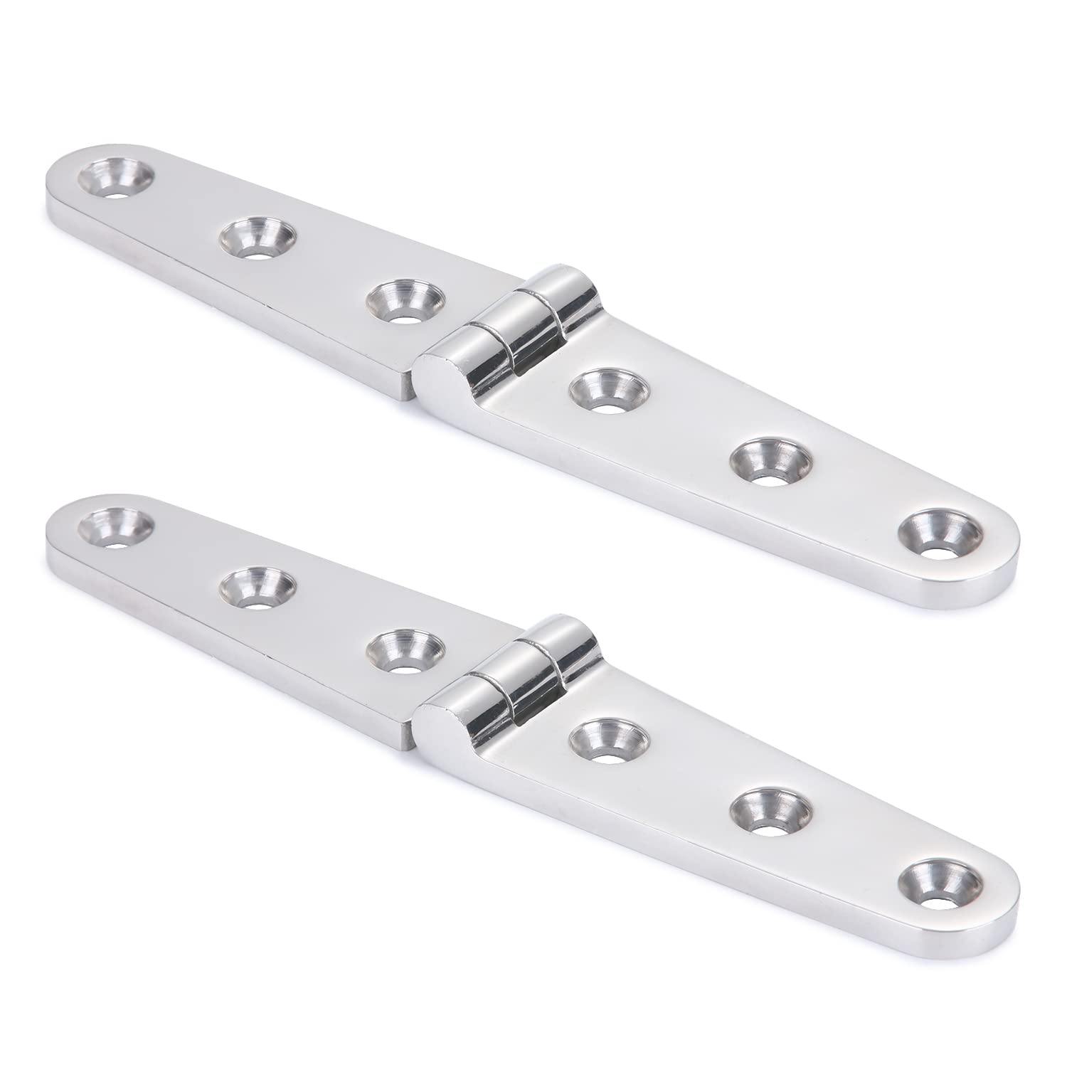9Tong Heavy Duty Boat Hinge Strap Mirror Polished Marine Hinges Mount Hardware Hatch Stainless Hinge Door Corrosion Resistance SUS316 6 inch x 1.10 inch 2pcs — image 1
