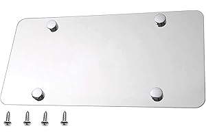 LFPARTS Stainless Steel Backing Reinforce License Plate (12"x6", Silver/Chrome)