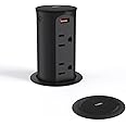 Pop up Outlet for Countertop with USB C,2.5in Hole Desktop Power Grommet,4 Outlets 4 USB Ports,15A Tamper Resistant Receptacle Surface Mount,Space Saver Recessed Outlet,6 Ft Cord