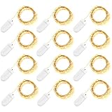 SHINE HAI 12-Pack 6.5FT/2M LED Copper Wire String Lights 20 Micro Starry Waterproof LED Moon Lights, Warm White, Battery Operated for Party Wedding Centerpiece Christmas Table Decoration