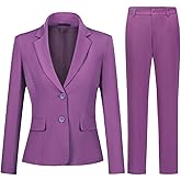 YYNUDA Women's Business 2 Piece Office Work Suit Set Single Breasted Solid Blazer Jacket and Pants