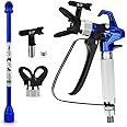 Airless SJG Airless Paint Spray Gun with Nozzle Guard and 517 Nozzle and 12 Inch Painting Extension Pole for Pump Sprayer 3600PSI High Pressure Spray Gun