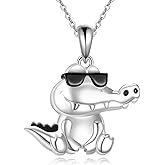 URONE Alligator Necklace 925 Sterling Silver Alligator Pendant Necklace Alligator Jewelry for Women