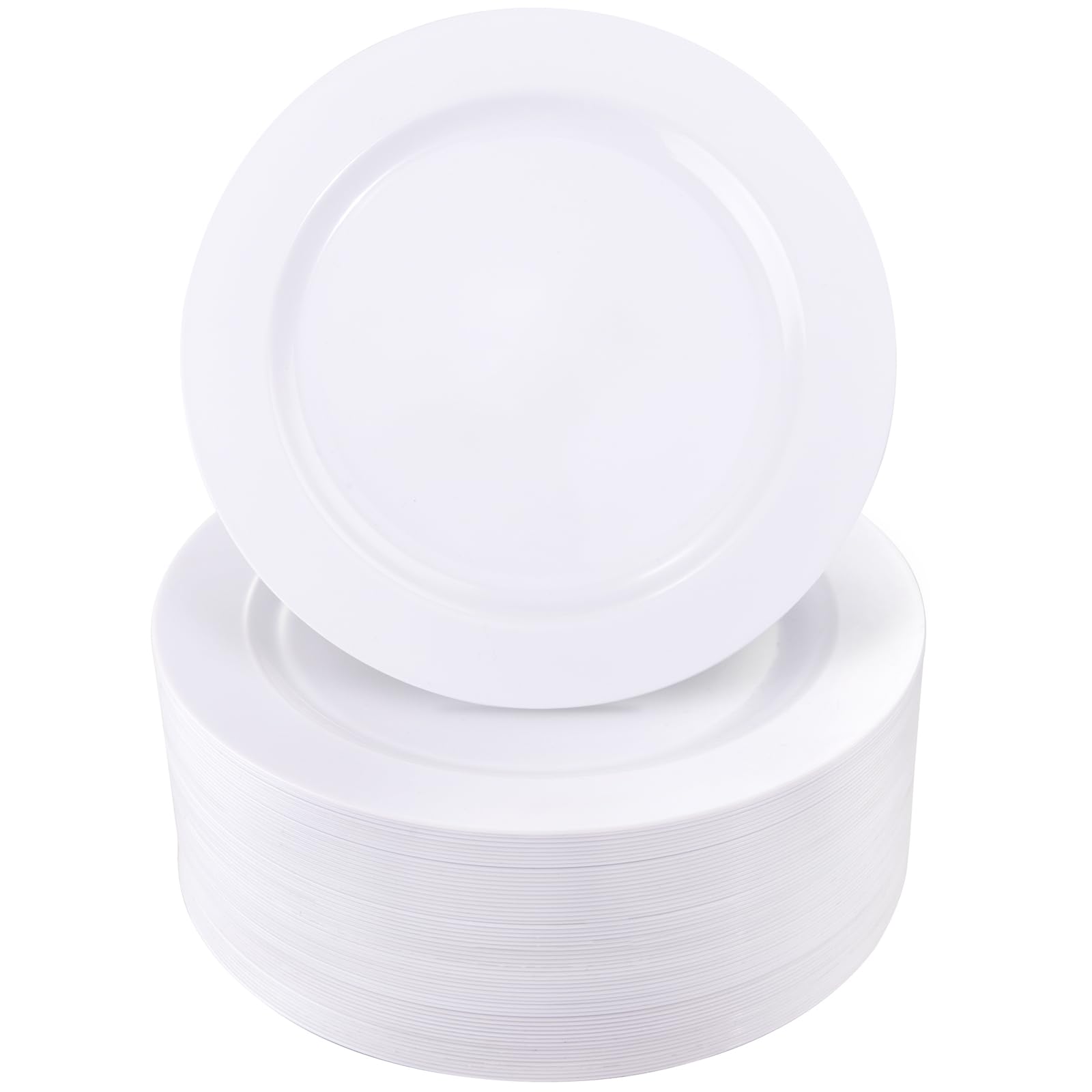Photo 1 of I00000 50 Pcs White Plastic Dessert Plates, 7.5 inch Disposable Salad Plates, Premium Appetizer Plates for Party, White Plastic Plates for Wedding