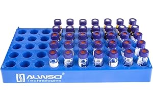 (1 Pack) ALWSCI Vial Rack, Lab HPLC Vial Holder, 12 mm Vial Tray Holder 50 Well Stackable, Blue Tube Rack for 2 ml Autosampler Vial