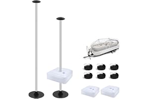 XPORTION Boat Cover Support Poles Stand System, Adjustable Telescopic Boat Cover Support Poles for Pontoon, Jon Boat, V Hull Boat with Webbing Straps and Weight Bag (2 Pack)