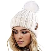 FURTALK Womens Winter Knitted Beanie Hat with Faux Fur Pom Warm Knit Skull Cap Beanie for Women