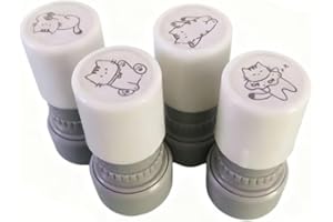 Cute Cartoon Cat Stamp 4pcs Cat Print Stamp Cat Imprints Self Inking Mini Stamper Ink Stamp Craft Stamps for Crafts and Scrap